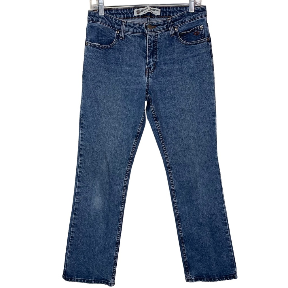 Harley Davidson Bootcut Motorcycle Riding Blue Denim Medium Washed Jeans Size 8